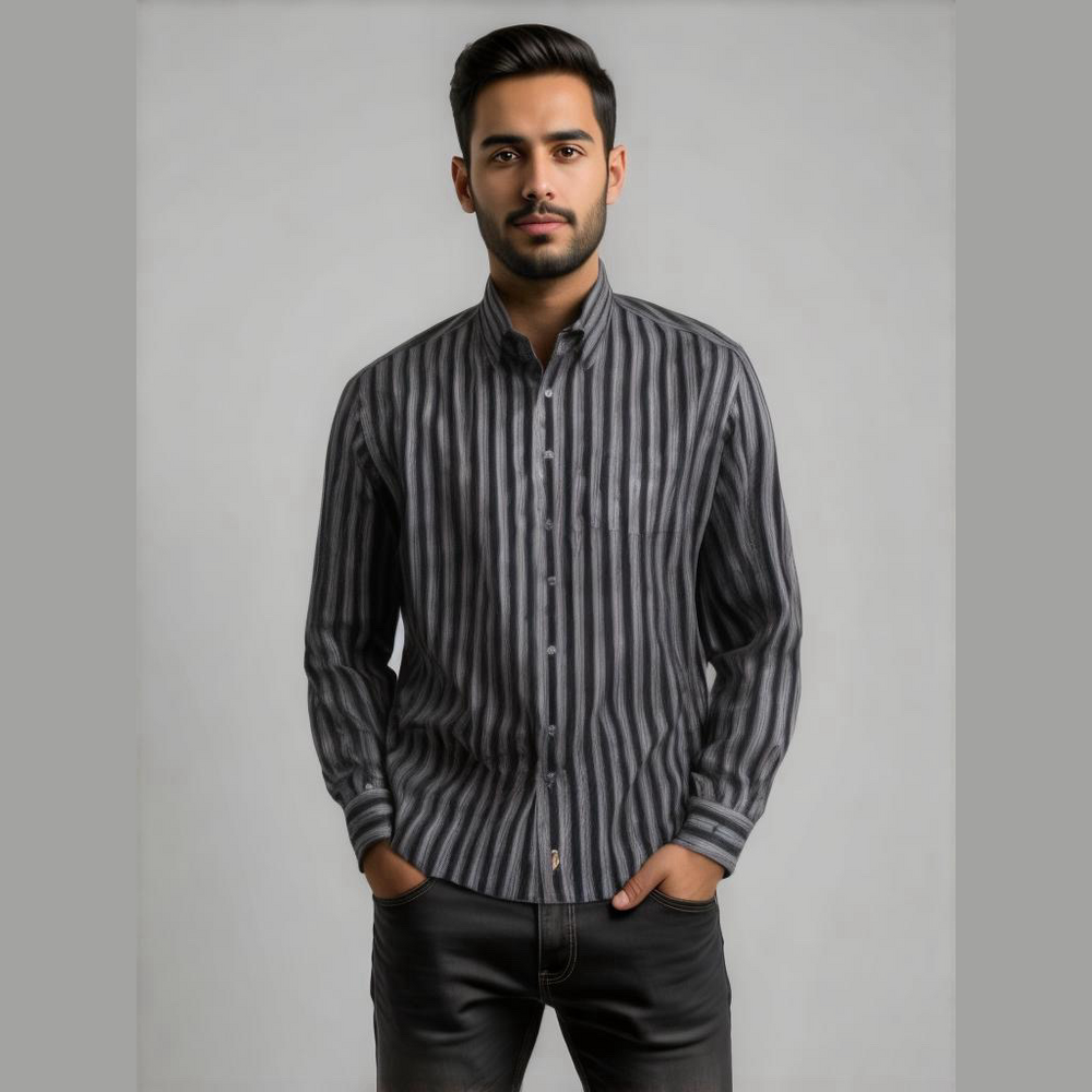 Sette Ponti Men's Black Purple Striped Long Sleeve Button Down Shirt Size L